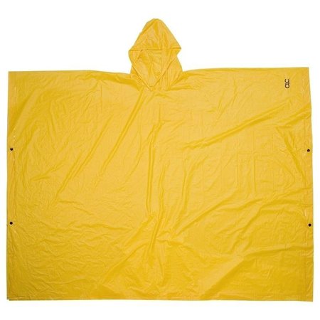 CLC WORK GEAR CLIMATE GEAR Series Poncho, L, PVC, Yellow, Attached Collar R10410